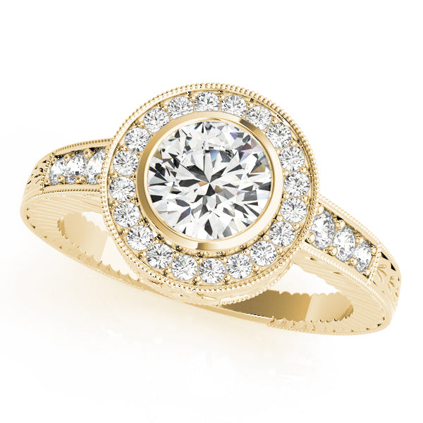 Vintage Bezel Halo Channel-Set Diamond Engagement Ring (1/3 ct. tw.)