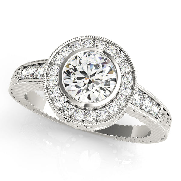 Vintage Bezel Halo Channel-Set Diamond Engagement Ring (1/3 ct. tw.)