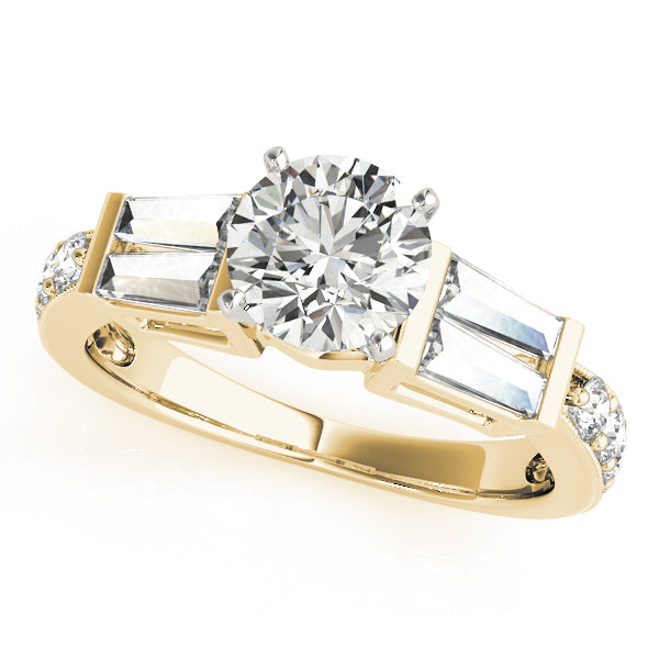 Tapered Baguette and Pavé Diamond Engagement Ring
