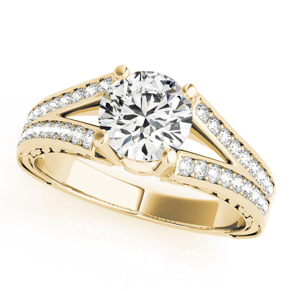 Split Shank Leaf-Engraved Diamond Engagement Ring (1/4 ct. tw.)