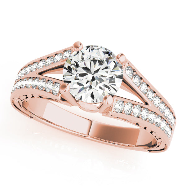 Split Shank Leaf-Engraved Diamond Engagement Ring (1/4 ct. tw.)