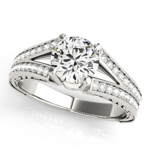 Split Shank Leaf-Engraved Diamond Engagement Ring (1/4 ct. tw.)