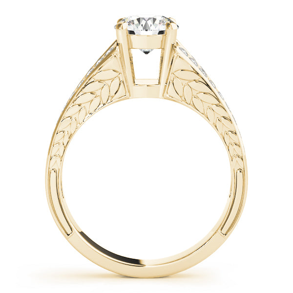 Split Shank Leaf-Engraved Diamond Engagement Ring (1/4 ct. tw.)