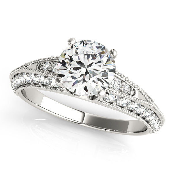 Vintage Milgrain Pavé Diamond Split Shank Engagement Ring (1/2 ct. tw.)