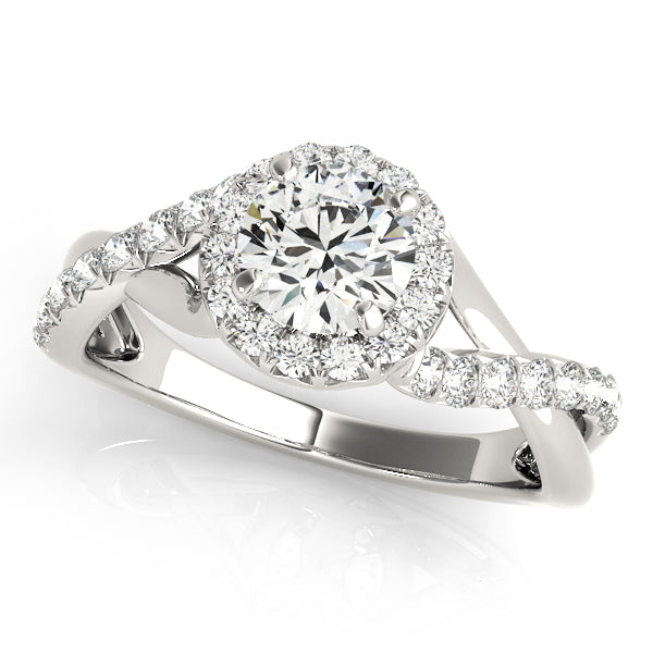Twist Halo Diamond Engagement Ring