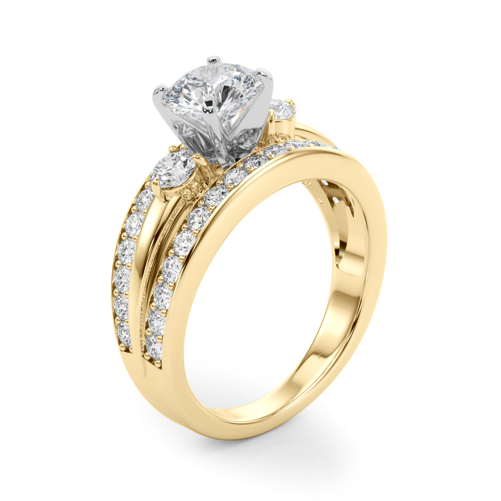 Classic Three-Stone Pavé Diamond Engagement Ring and Wedding Band Set (3/4 ct. tw.)