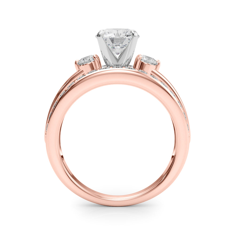 Classic Three-Stone Pavé Diamond Engagement Ring and Wedding Band Set (3/4 ct. tw.)
