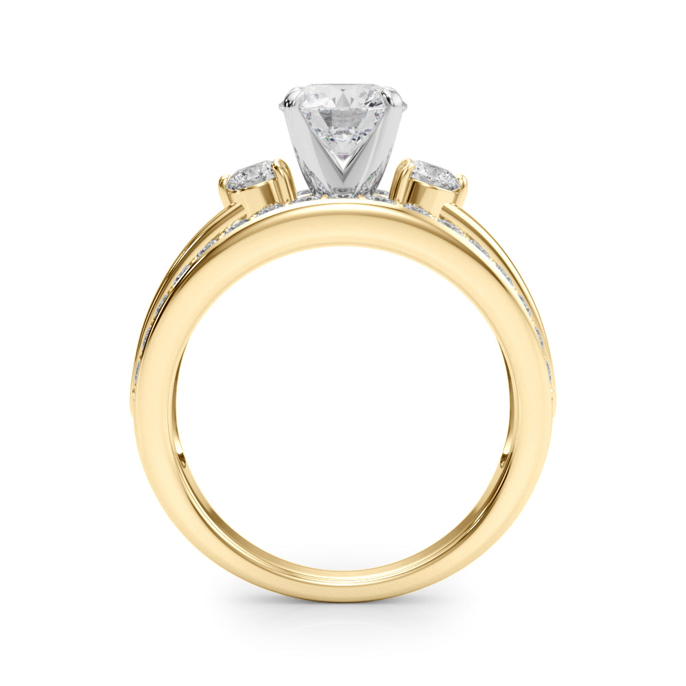 Classic Three-Stone Pavé Diamond Engagement Ring and Wedding Band Set (3/4 ct. tw.)