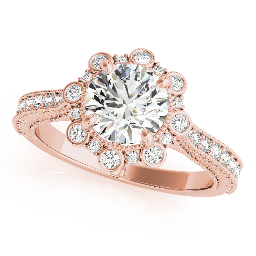 Vintage Halo Pavé and Bezel Diamond Engagement Ring (3/8 ct. tw.)