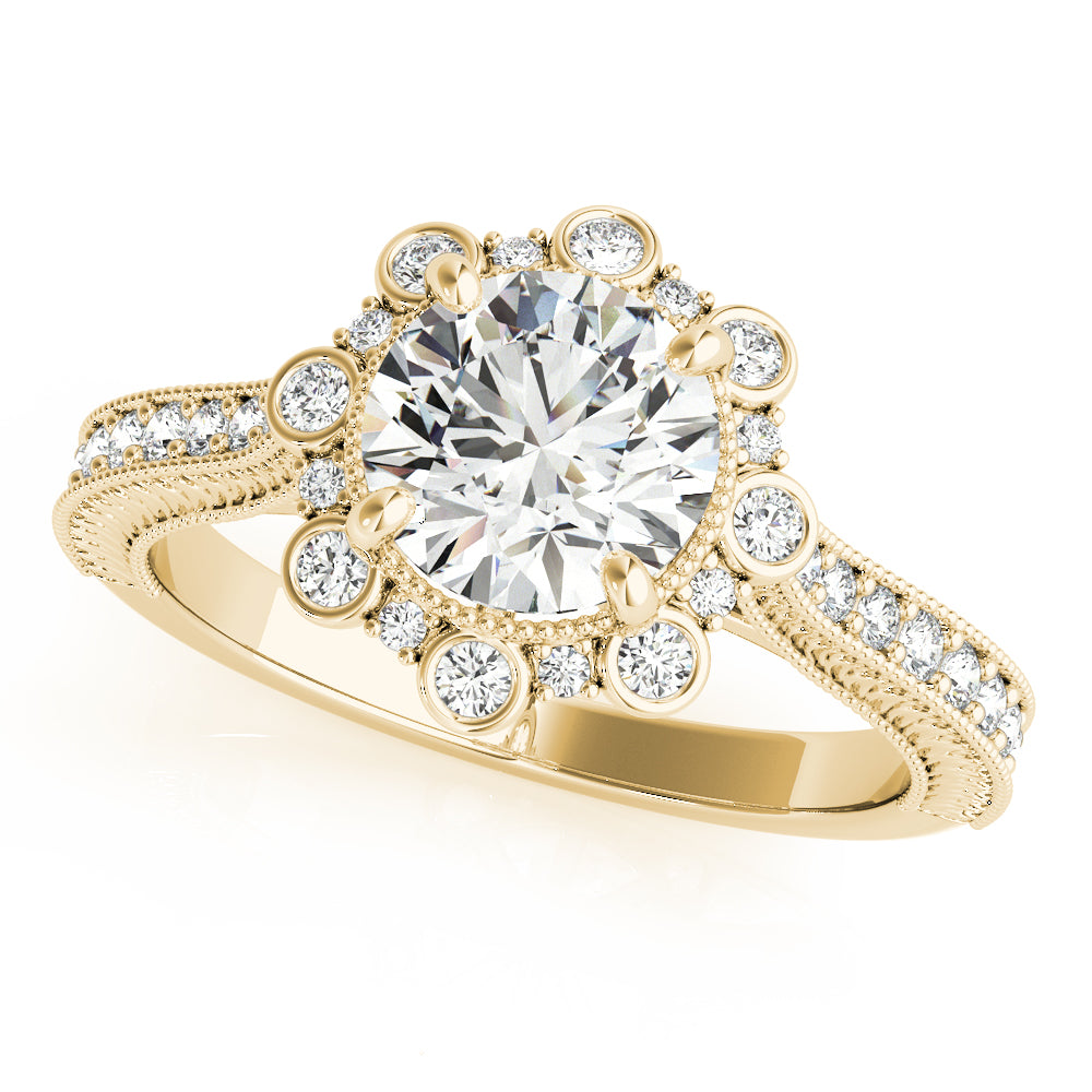 Vintage Halo Pavé and Bezel Diamond Engagement Ring (3/8 ct. tw.)