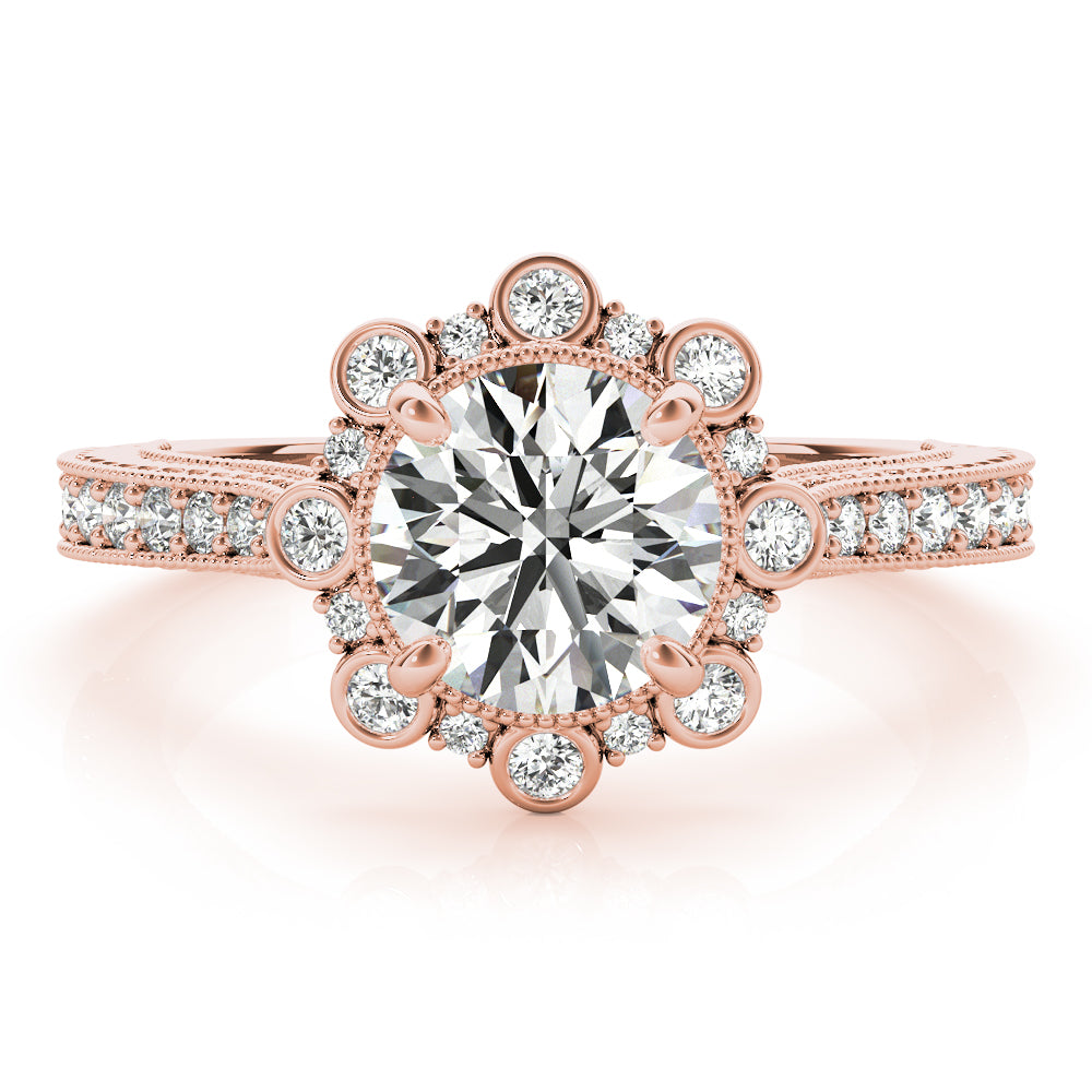 Vintage Halo Pavé and Bezel Diamond Engagement Ring (1/3 ct. tw.)