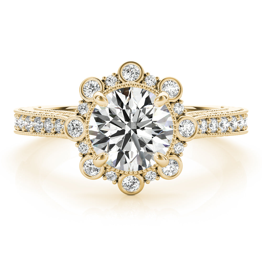 Vintage Halo Pavé and Bezel Diamond Engagement Ring (1/3 ct. tw.)