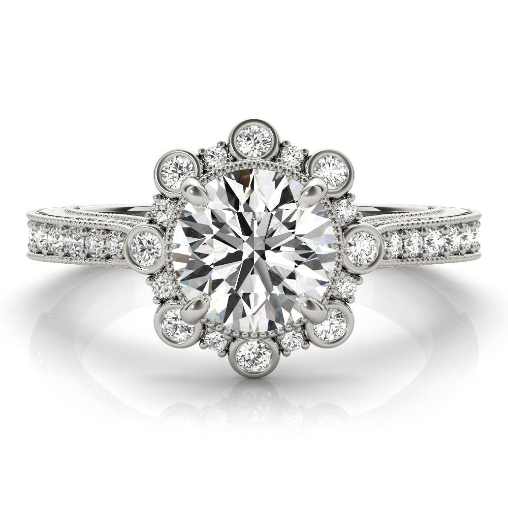 Vintage Halo Pavé and Bezel Diamond Engagement Ring (1/3 ct. tw.)