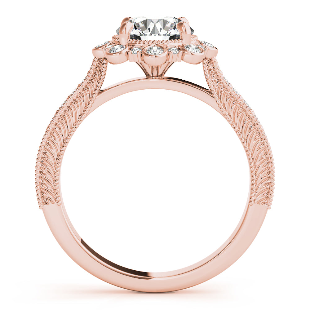 Vintage Halo Pavé and Bezel Diamond Engagement Ring (1/3 ct. tw.)