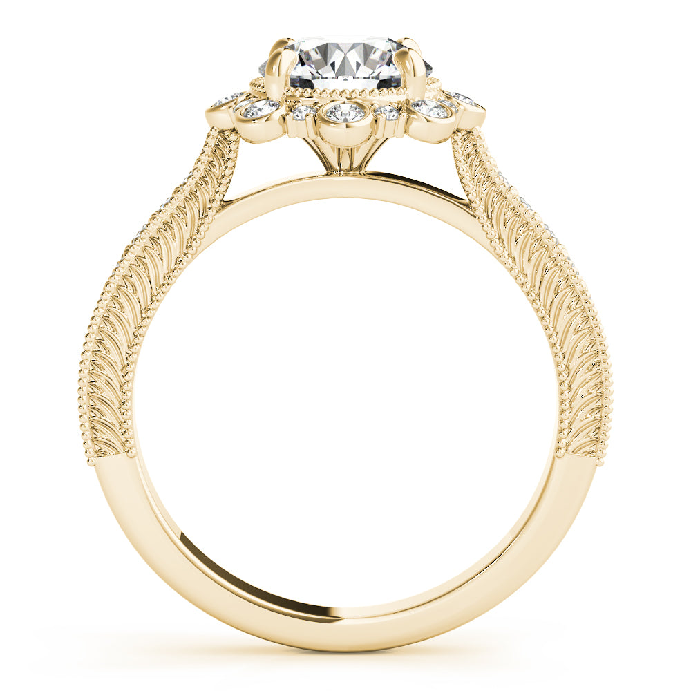 Vintage Halo Pavé and Bezel Diamond Engagement Ring (3/8 ct. tw.)
