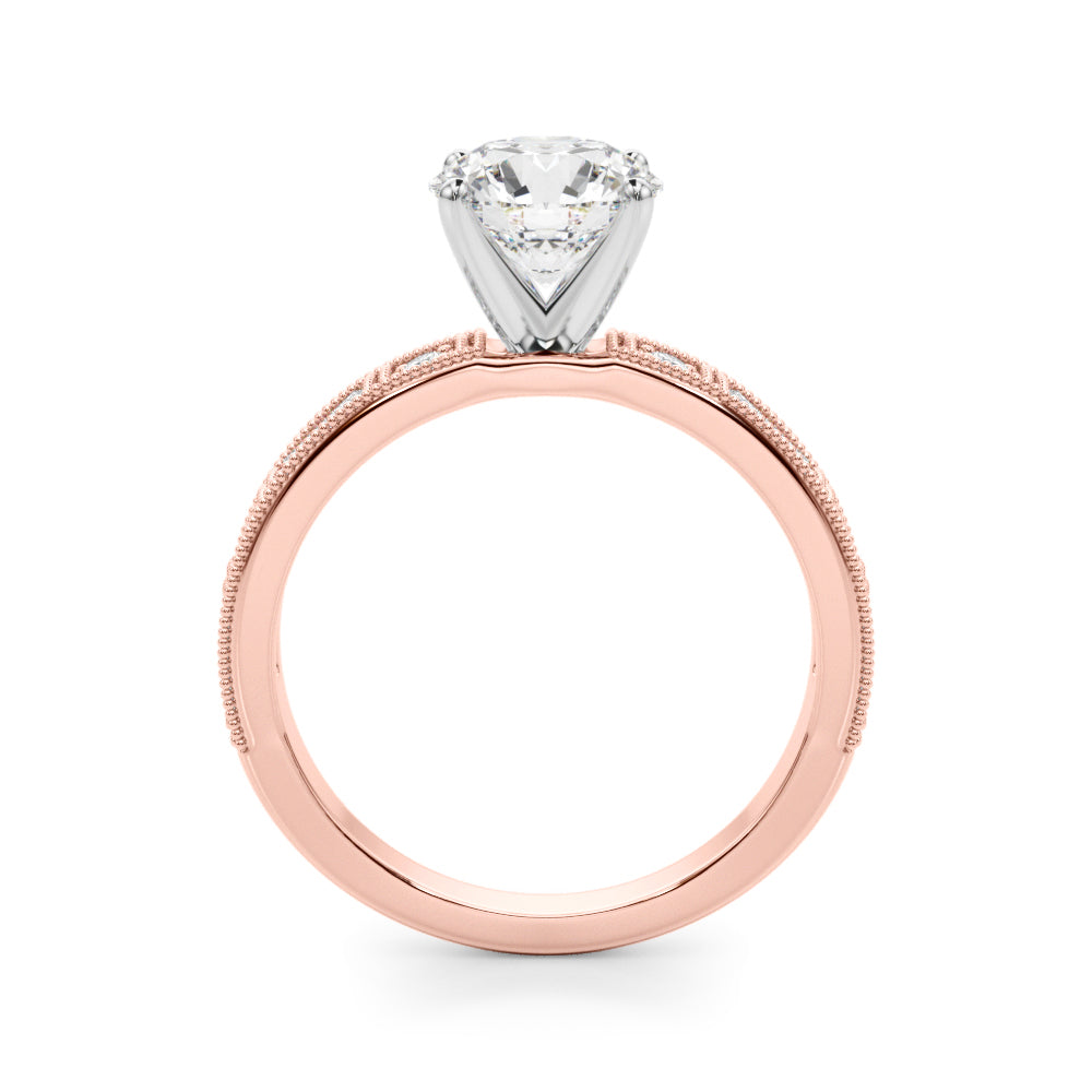 Vintage Milgrain Baguette and Round Diamond Engagement Ring (1/2 ct. tw.)