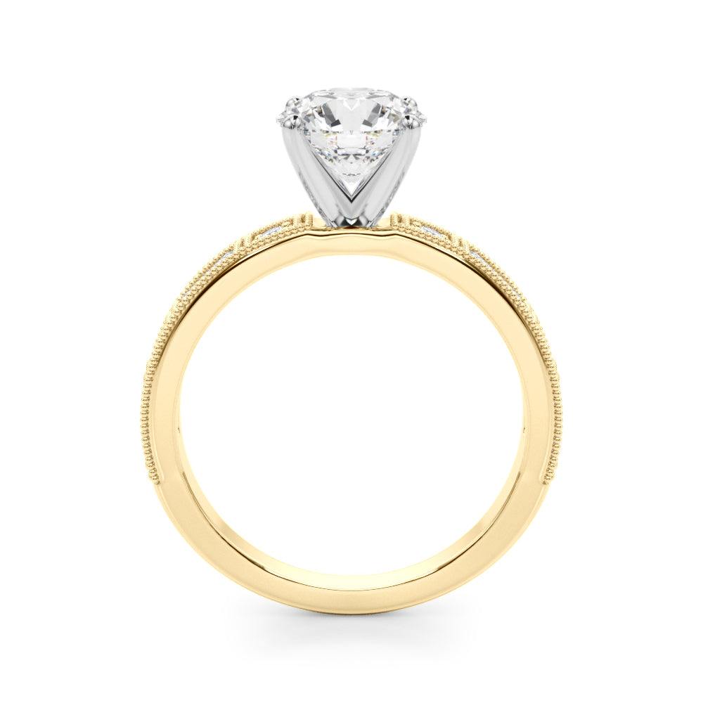 Vintage Milgrain Baguette and Round Diamond Engagement Ring (1/2 ct. tw.)