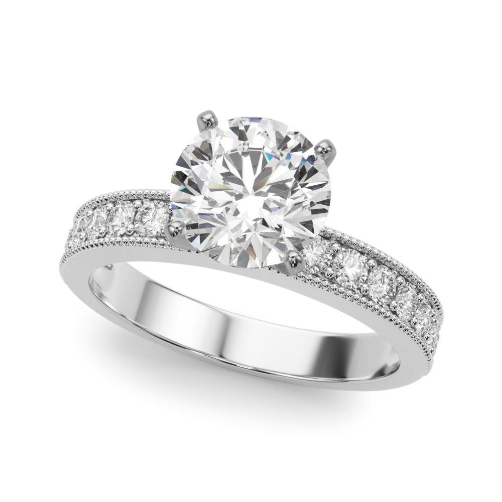 Milgrain Pavé Diamond Engagement Ring (7/8 ct. tw.)