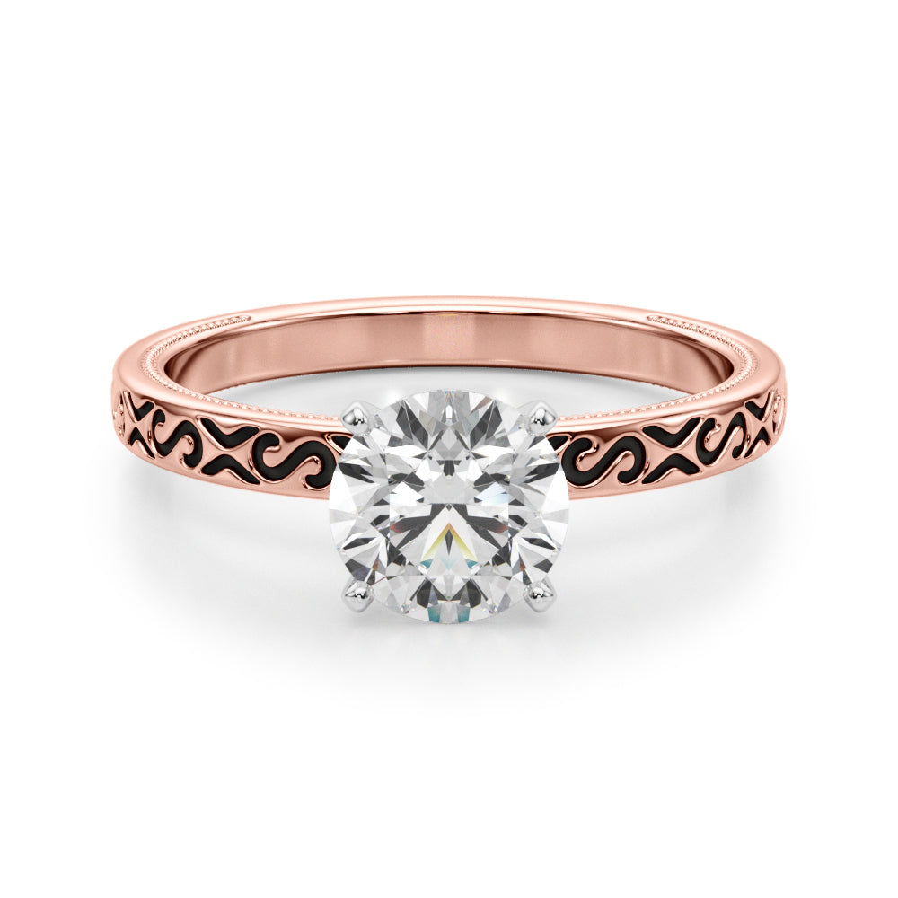 Romantic Scrollwork Solitaire Diamond Engagement Ring