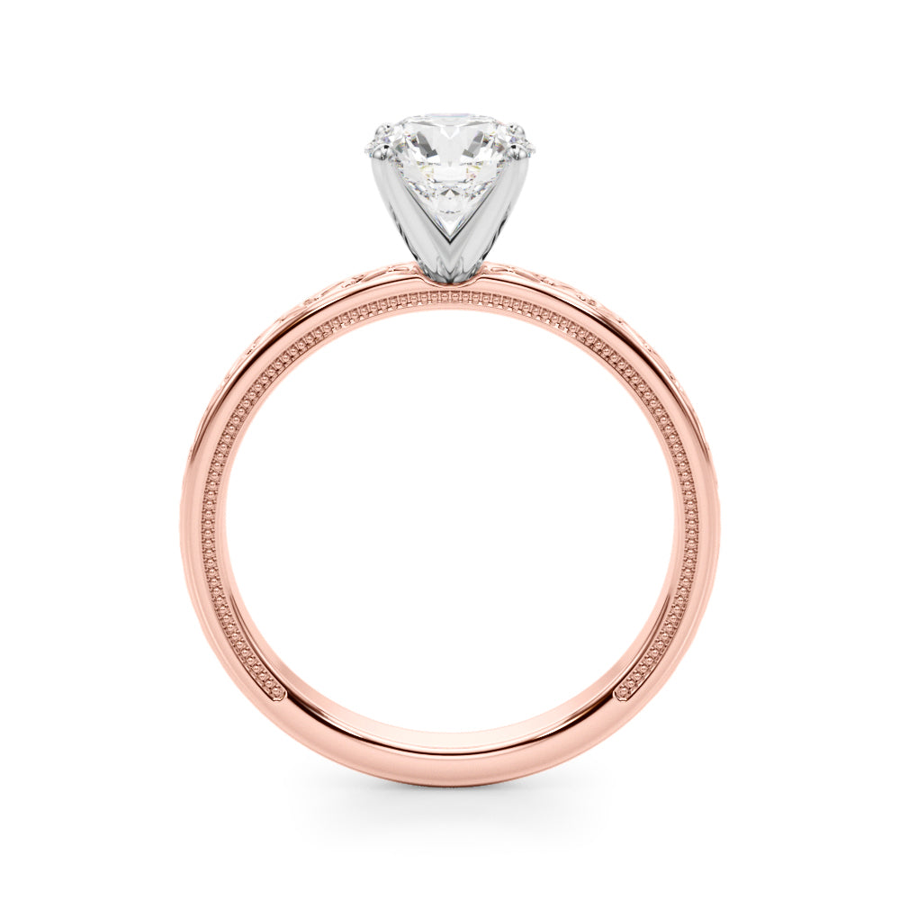 Romantic Scrollwork Solitaire Diamond Engagement Ring