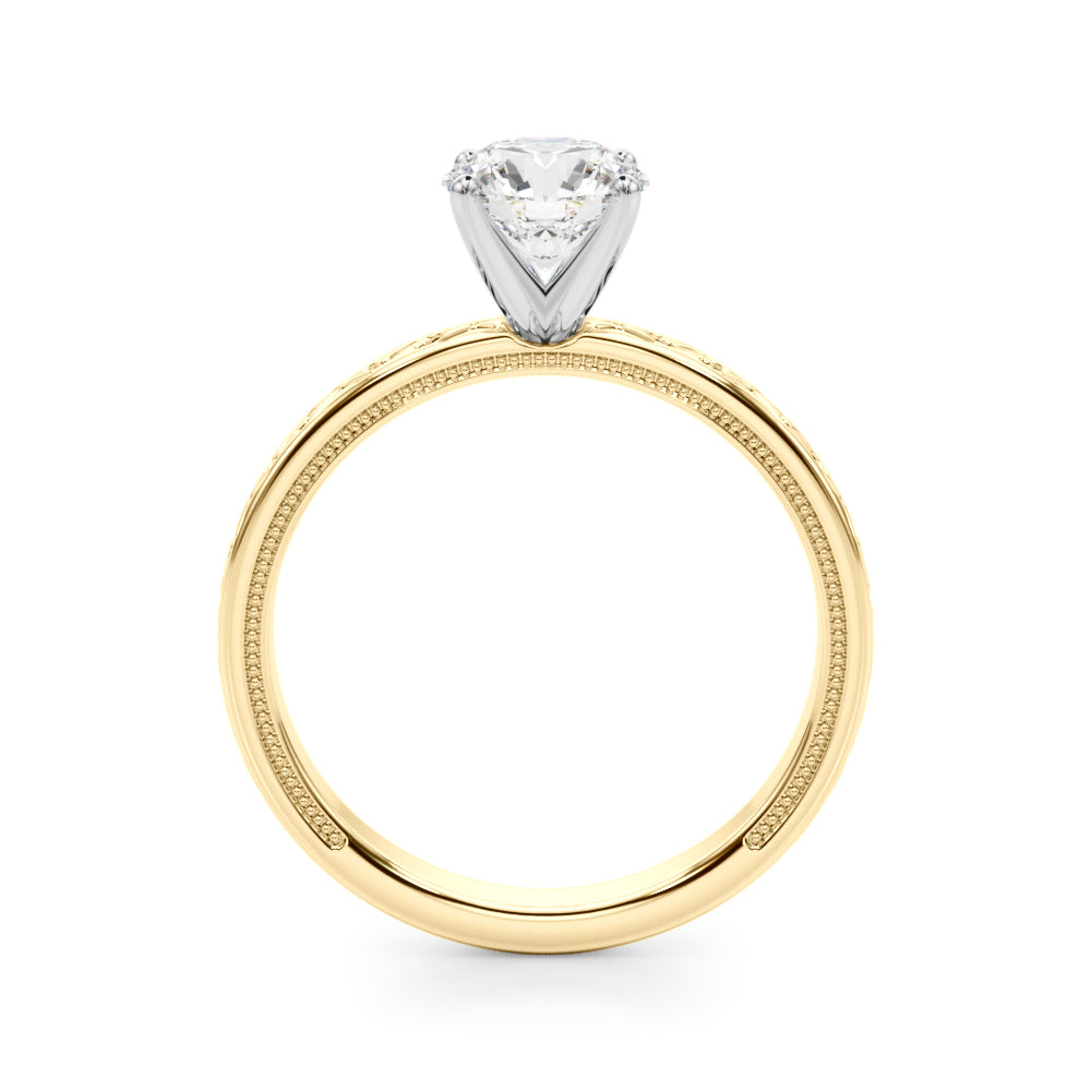 Romantic Scrollwork Solitaire Diamond Engagement Ring