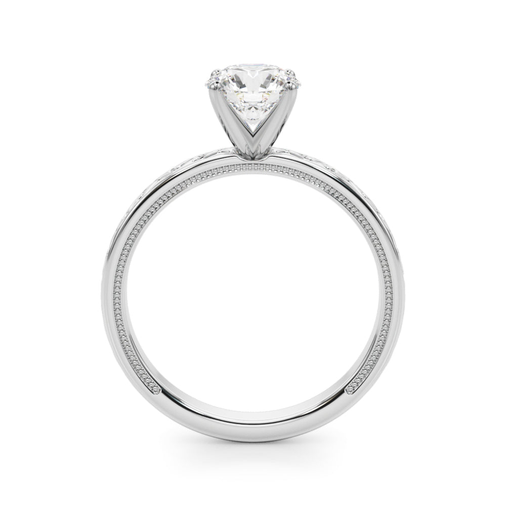 Romantic Scrollwork Solitaire Diamond Engagement Ring
