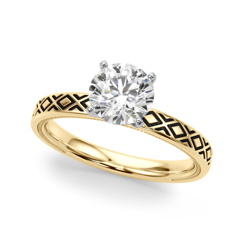 Classic Engraved Solitaire Engagement Ring
