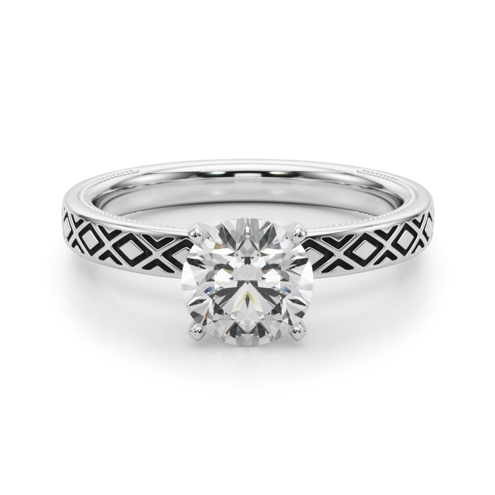 Classic Engraved Solitaire Engagement Ring