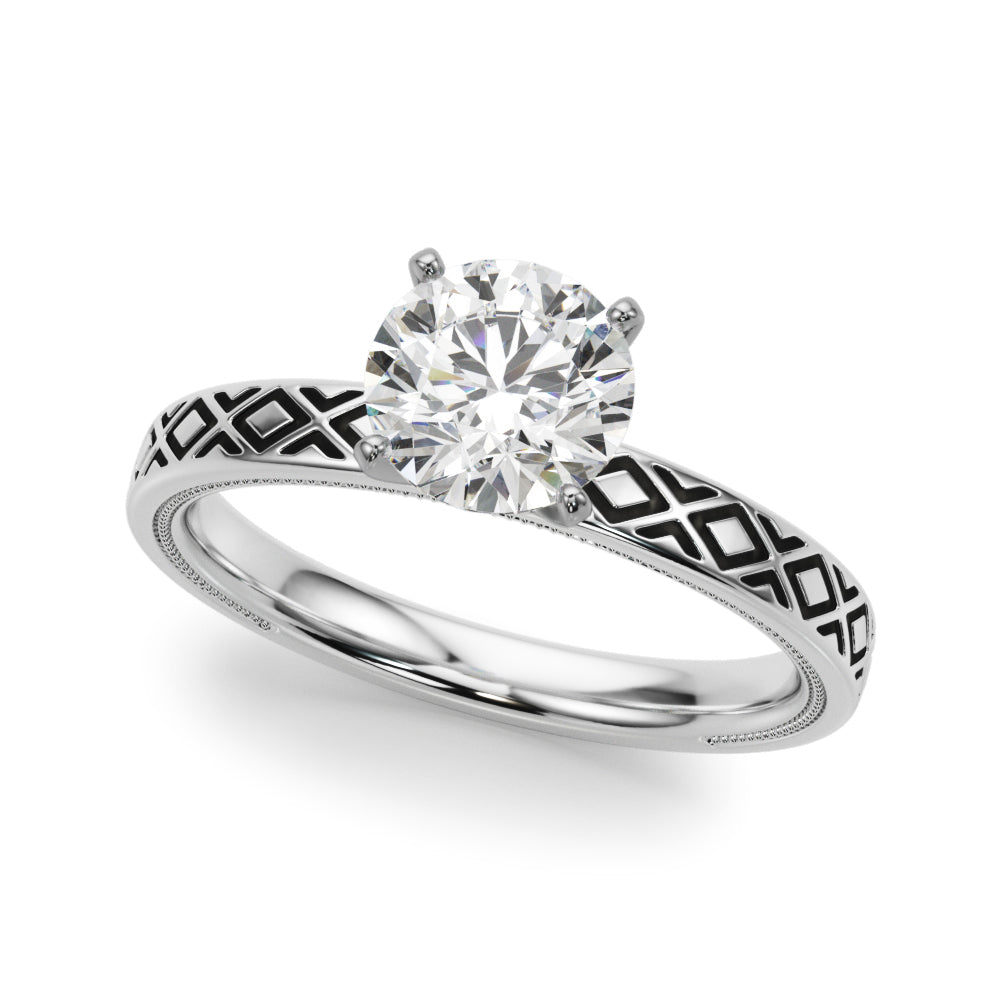 Classic Engraved Solitaire Engagement Ring