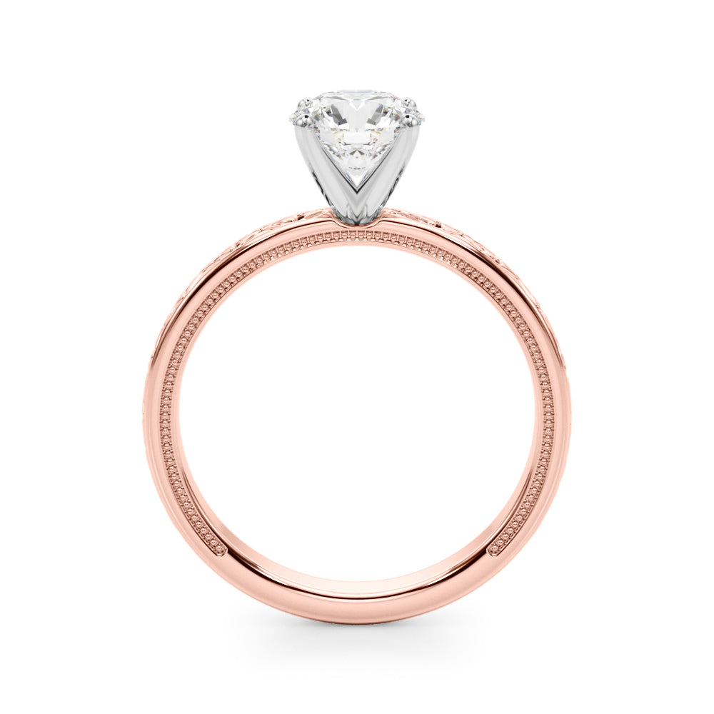 Vintage Engraved Solitaire Diamond Engagement Ring