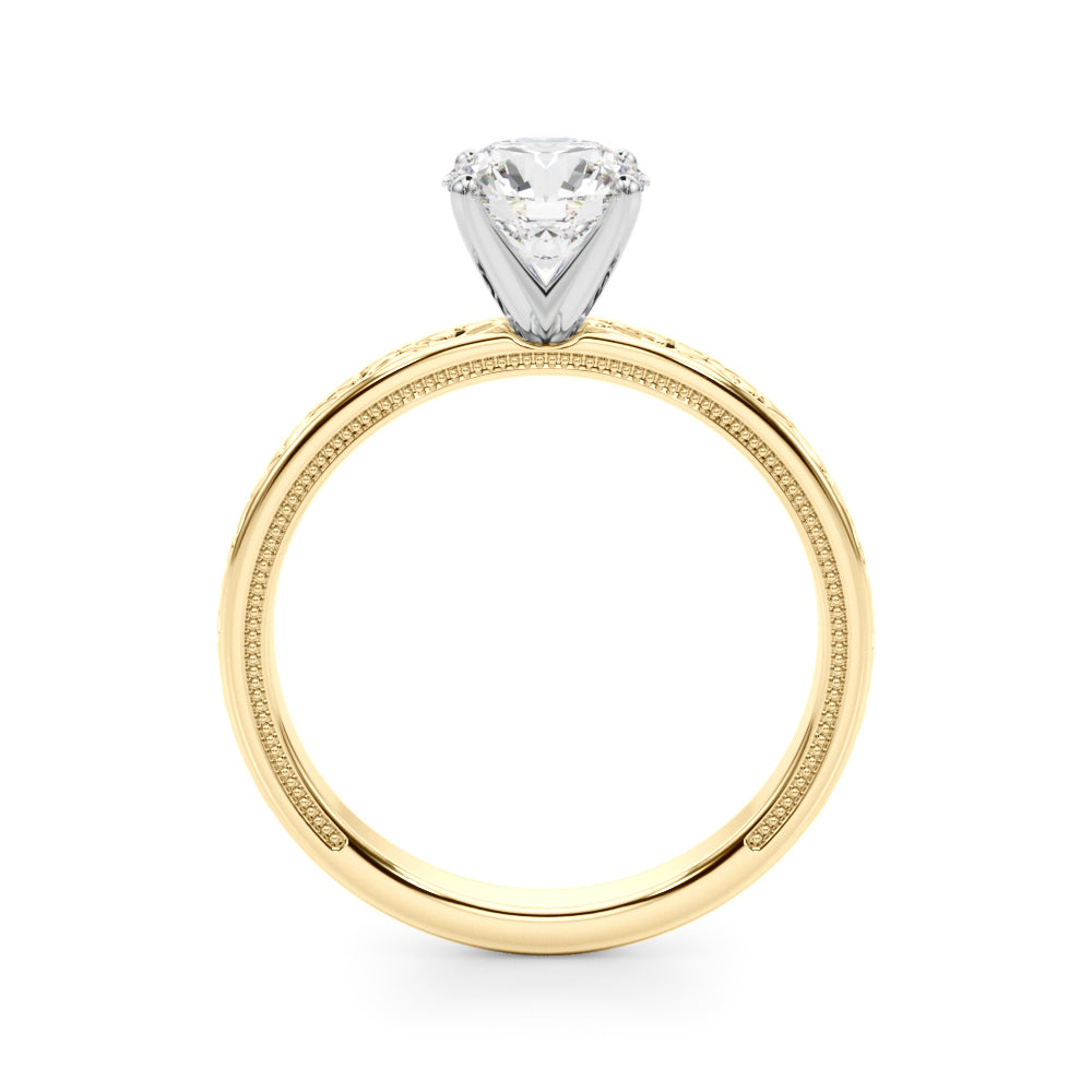 Vintage Engraved Solitaire Diamond Engagement Ring