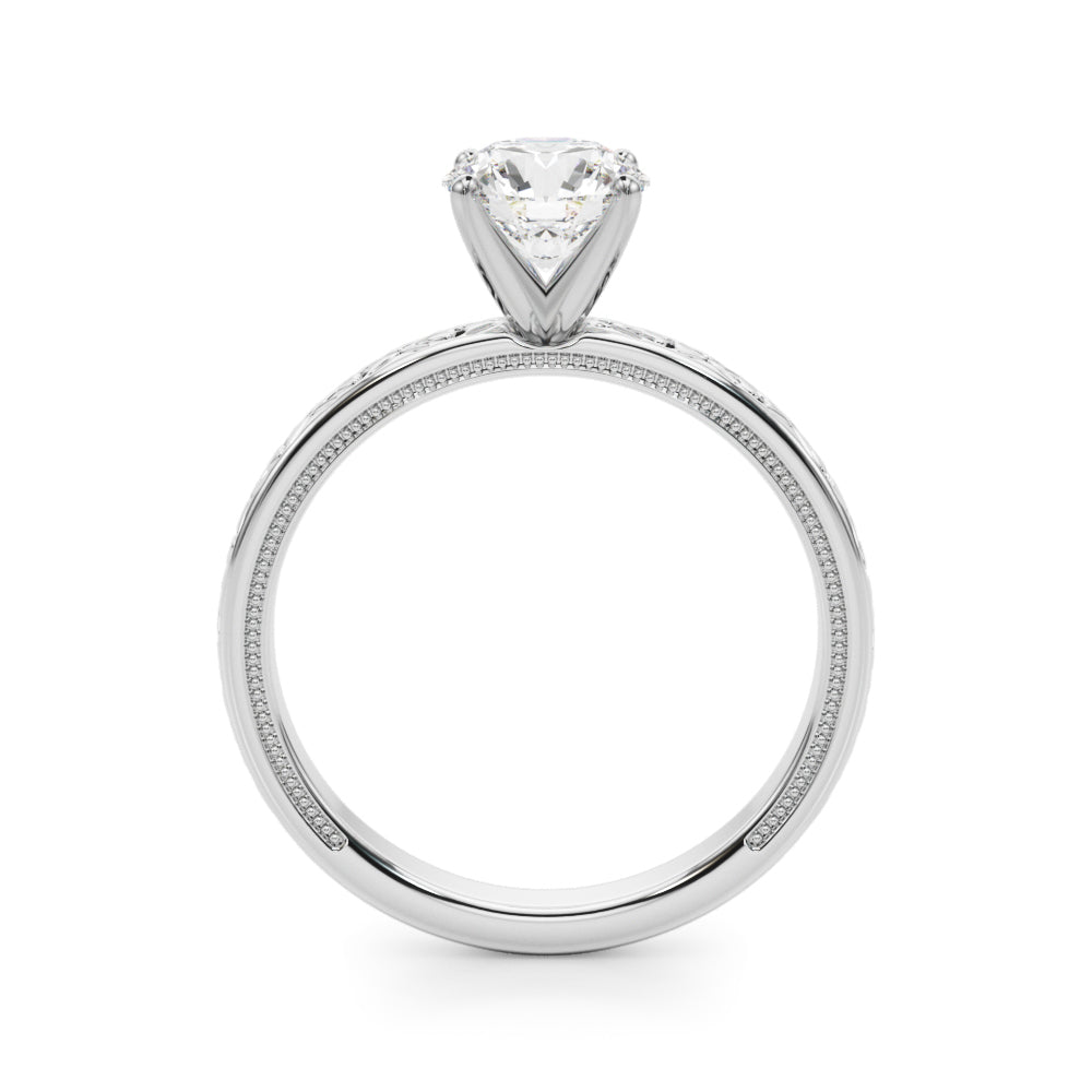 Vintage Engraved Solitaire Diamond Engagement Ring