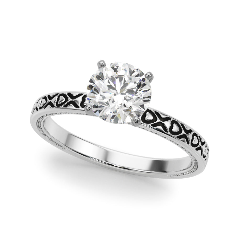 Vintage Engraved Solitaire Diamond Engagement Ring