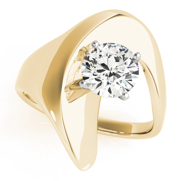 Sculpted Modern Solitaire Diamond Engagement Ring