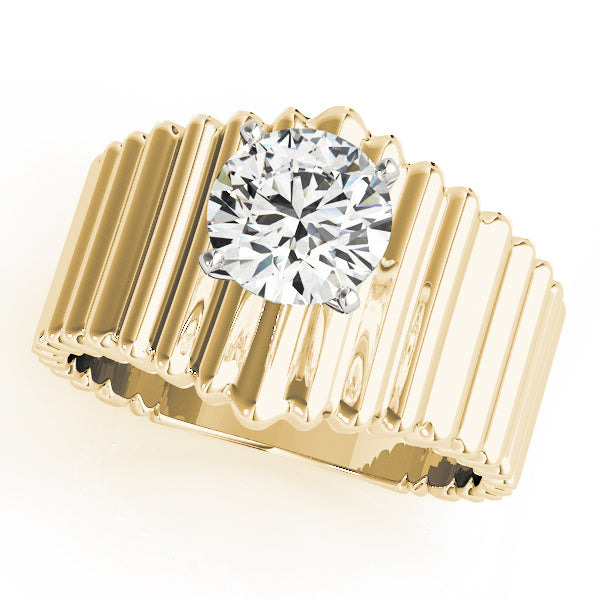 Architectural Ribbed Diamond Engagement Ring