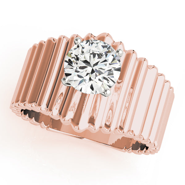 Architectural Ribbed Diamond Engagement Ring
