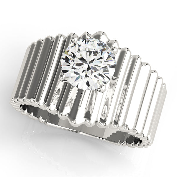 Architectural Ribbed Diamond Engagement Ring