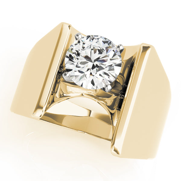 Architectural Modern Solitaire Diamond Engagement Ring