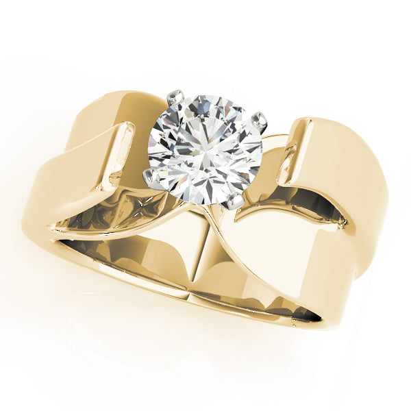 Sculpted Modern Solitaire Diamond Engagement Ring