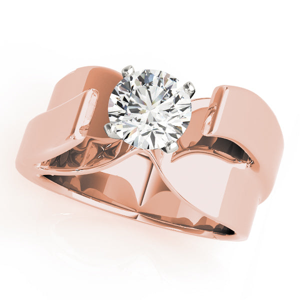 Sculpted Modern Solitaire Diamond Engagement Ring