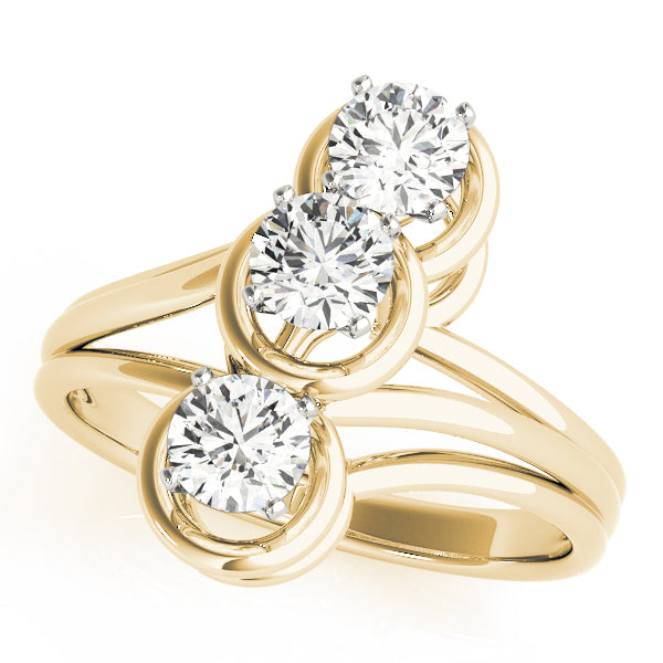 Contemporary Three-Stone Diamond Engagement Ring