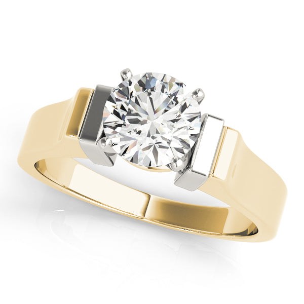 Classic Bar-Accent Solitaire Diamond Engagement Ring