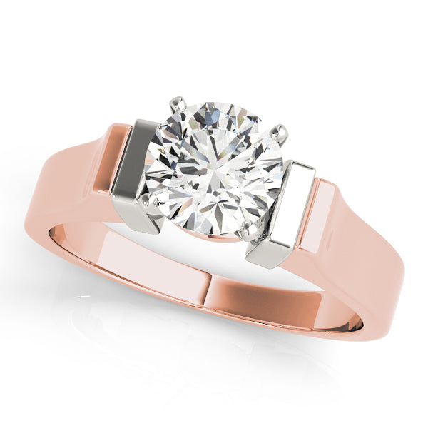 Classic Bar-Accent Solitaire Diamond Engagement Ring