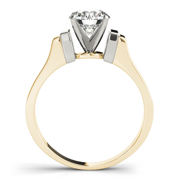 Classic Bar-Accent Solitaire Diamond Engagement Ring