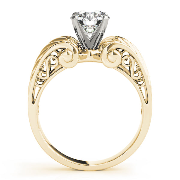 Sculpted Ribbed Groove Engagement Ring