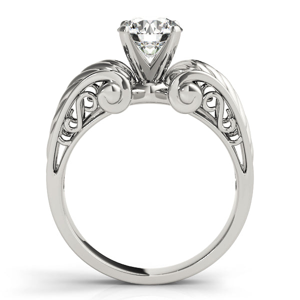 Sculpted Ribbed Groove Engagement Ring