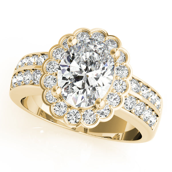 Scalloped Halo Channel-Set Diamond Engagement Ring (1/3 ct. tw.)