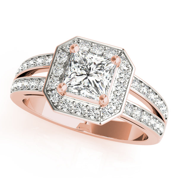 Split Shank Pavé Diamond Halo Engagement Ring (1/4 ct. tw.)