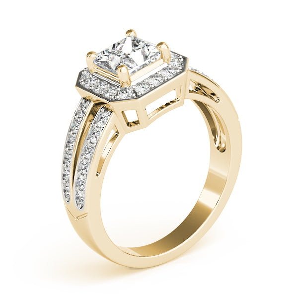 Split Shank Pavé Diamond Halo Engagement Ring (1/4 ct. tw.)