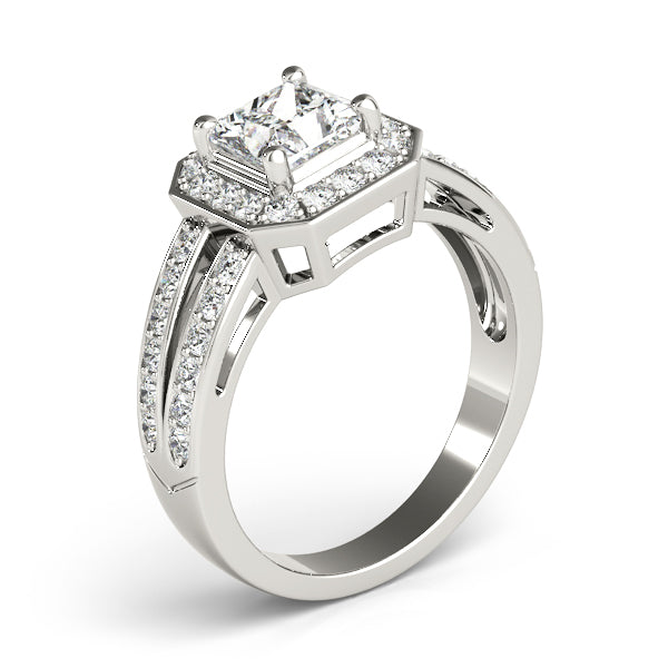 Split Shank Pavé Diamond Halo Engagement Ring (1/4 ct. tw.)